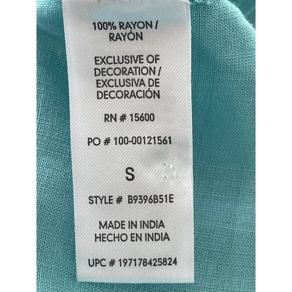 Democracy Shirt Size Small Button Front Lace Sleeve Aqua Blue Career Office NEW - Picture 5 of 8